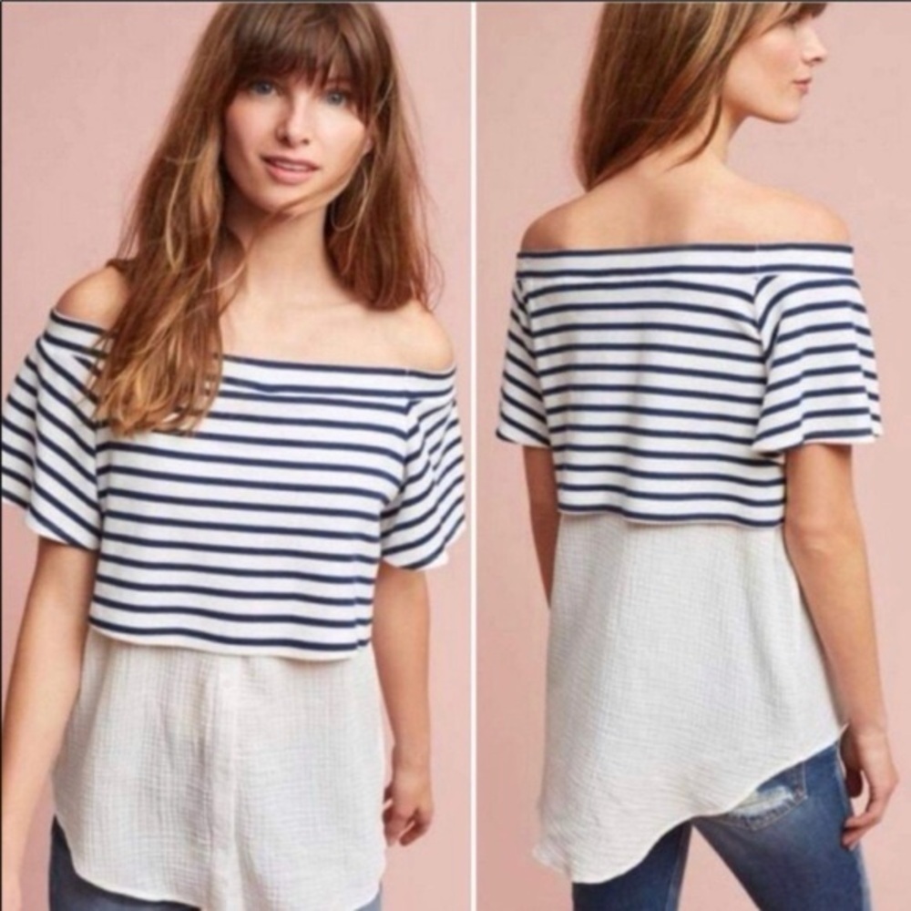 Anthropologie || Postmark || Mixed Media Top || Large‎